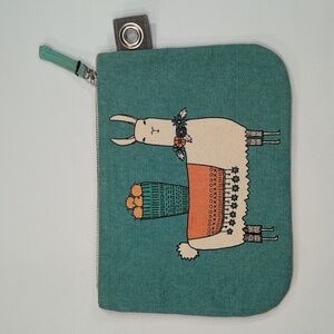 Danica Studio Llamarama large cotton canvas zipper pouch. 9.25" X 6.75"